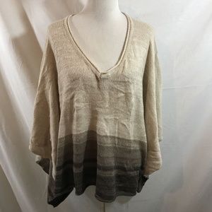 Sonoma tan & brown bat wing V neck sweater - women